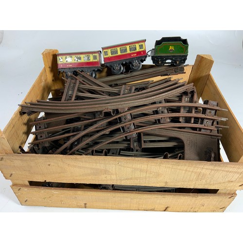 442 - BOX OF HORNBY 0 GAUGE TRACK, 2 AND 3 RAIL