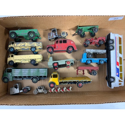 95 - DINKY & DINKY SUPERTOY SELECTION, PLAYWORN, GUY LORRY, FORWARD CONTROL LORRY, BEV, MECHANICAL HORSE ... 