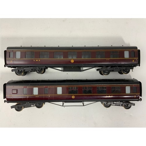 455 - EXLEY, 2 U/B LMS LIVERIED COACHES, TYPE 5 W1, 3RD CORRIDOR 6646, &  3RD CORRIDOR BRAKE 6656. SOME TO... 