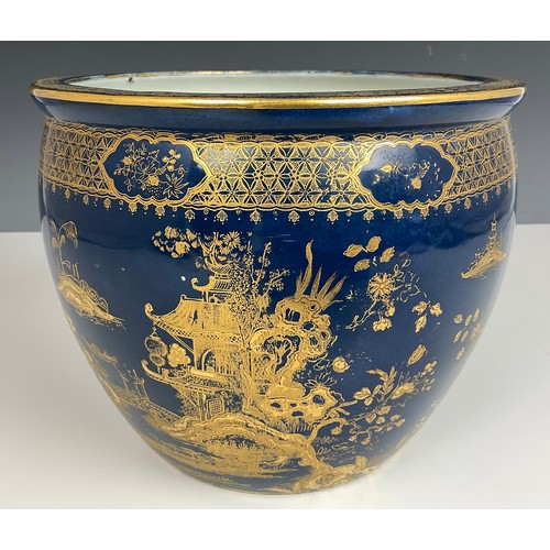 160 - CARLTONWARE BLUE GROUND JARDINIERE APPROX 21CM