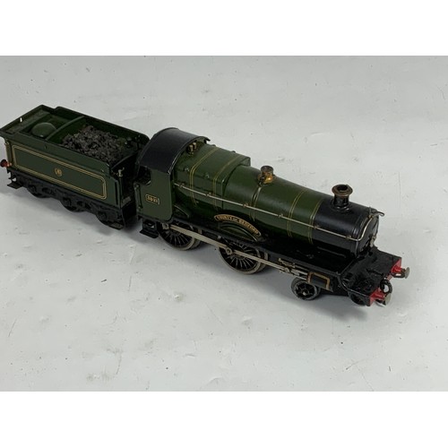 473 - HORNBY CLOCKWORK, 4-4-0 GWR LOCOMOTIVE, 3821 COUNTY OF BEDFORD, GOOD U/B CONDITION