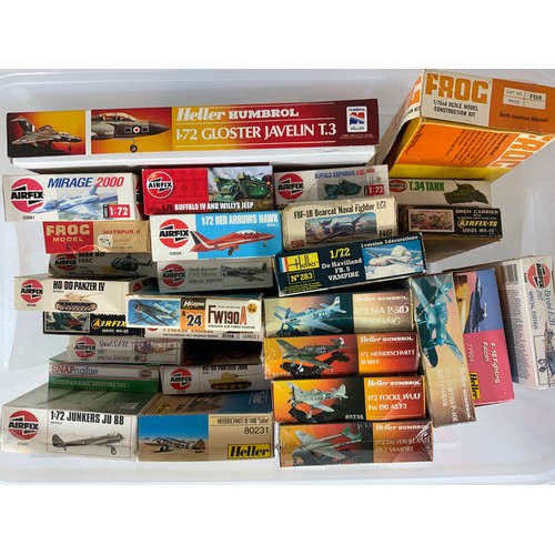 78 - UNMADE MODEL KITS, AIRFIX, HELLER, FROG, HOPE & MATCHBOX, APPROX. 56 KITS IN 2 TRAYS, NONE CHECKED