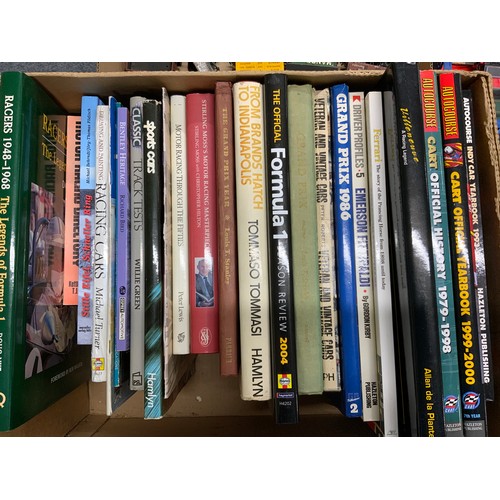 26 - BOX OF MOTOR RACING AND CAR BOOKS INC. AUTOCOURSE, GRAND PRIX ETC.