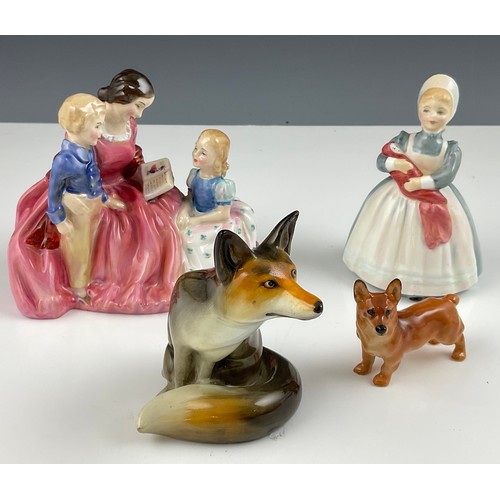 122 - ROYAL DOULTON BEDTIME STORY AND RAGDOLL FIGURINE WITH DOULTON FOX AND CORGI 4