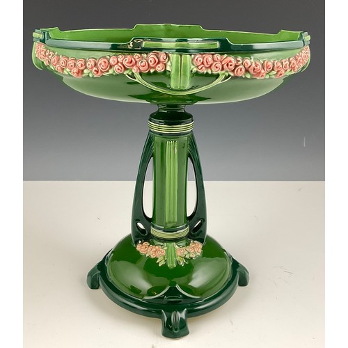 161 - CONTINENTAL ART NOVEAU CENTRE PIECE (APPROX 34CM) WITH 2 PLATES & JARDINIERE