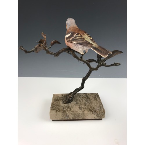 124 - ALBANY FINE CHINA CHAFFINCH ON BRONZE BRANCH & A MODEL OF A LITTLE OWL