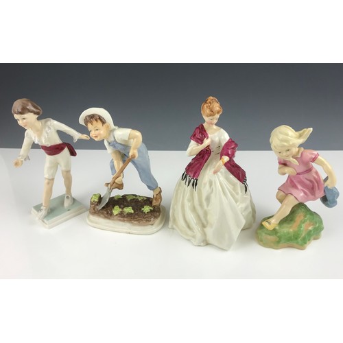 118 - 4 ROYAL WORCESTER FIGURINES MARCH, FIRST DANCE, MASQUERADE, SATURDAY BOY