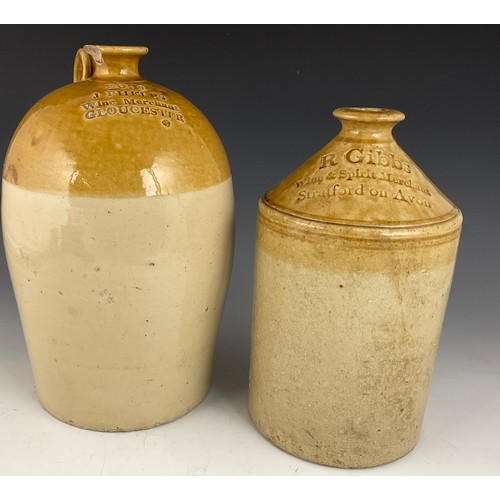 PHELPS OF GLOUCESTER STONEWARE BOTTLE AND R GIBBS OF STRATFORD ON AVON