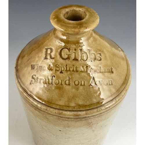 PHELPS OF GLOUCESTER STONEWARE BOTTLE AND R GIBBS OF STRATFORD ON AVON