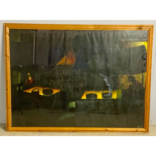 36 - DAVID BENNETT (? MONOGRAM AND DATED 89) LARGE WATERCOLOUR DEPICTING AN ATMOSPHERIC NIGHT TIME OUTDOO... 