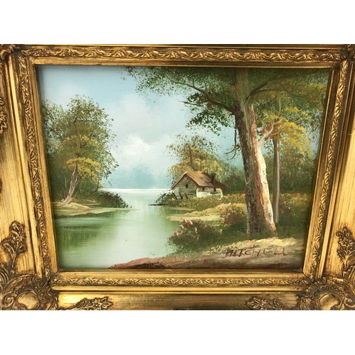 25 - PAIR OF MODERN OILS ON CANVAS IN DECORATIVE GILT FRAME SIGNED MITCHELL