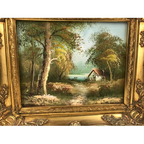 25 - PAIR OF MODERN OILS ON CANVAS IN DECORATIVE GILT FRAME SIGNED MITCHELL