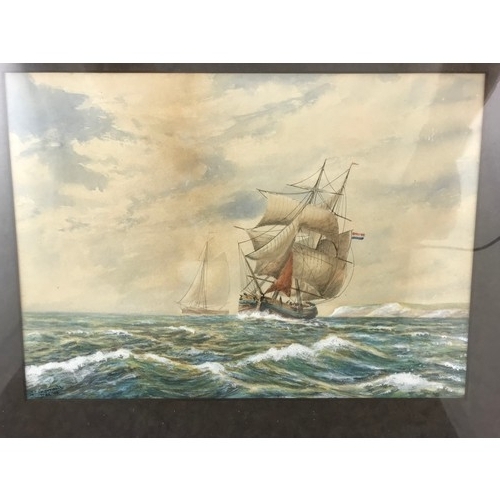 50 - G LINGWOOD DEE 05 WATERCOLOUR OF A GALLEON