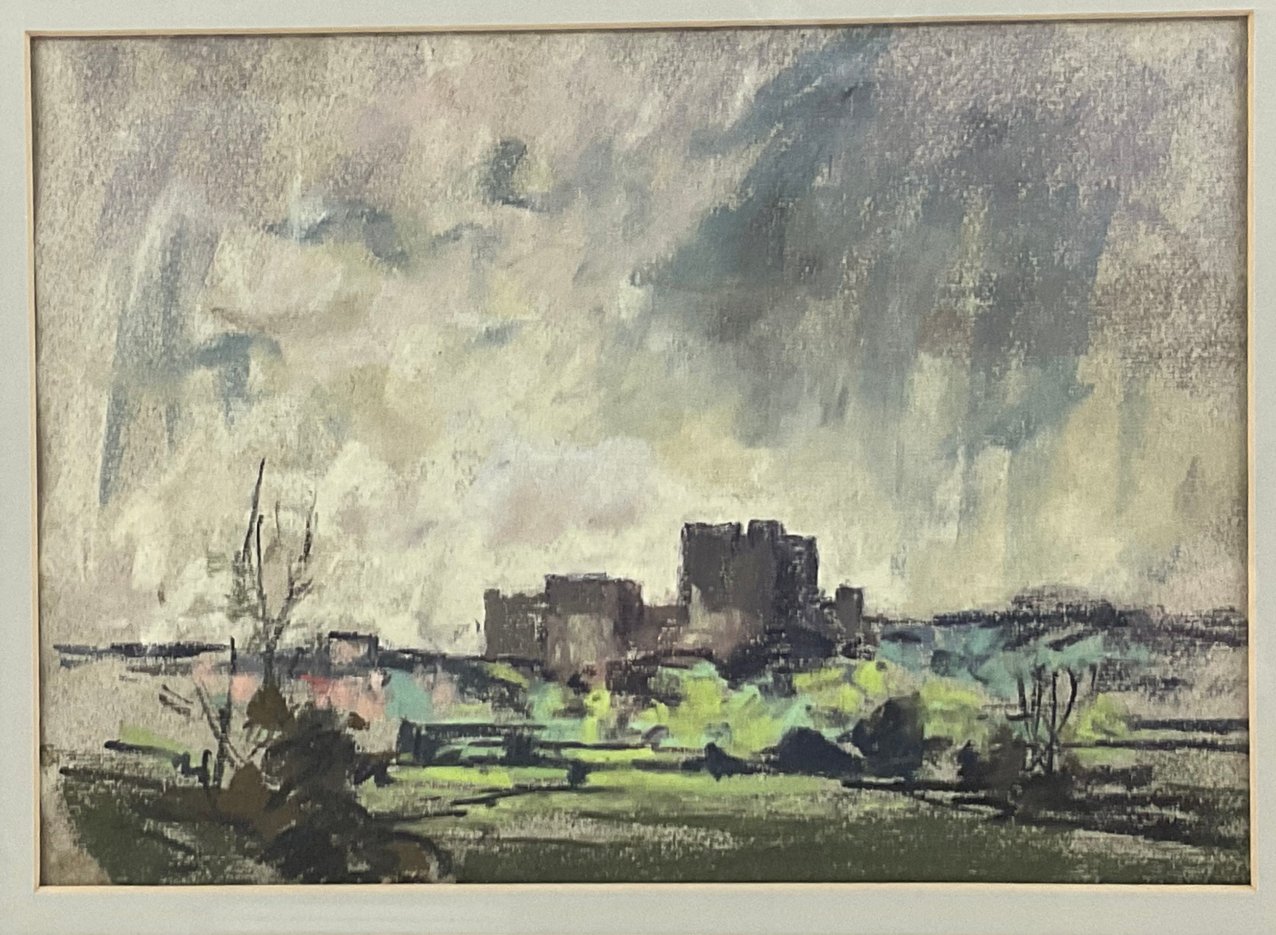 aubrey-phillips-pastel-ludlow-castle-from-the-north-approx-31-x-22-cm