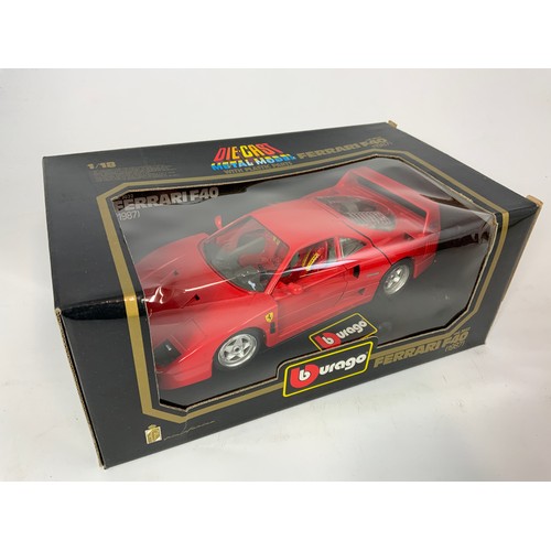 190 - 3 BLACK BOXED BURAGO CARS, FERRARI 456GT 1992, 3036, FERRARI F40 1987 3032, FERRARI 550 MARANELLO 19... 