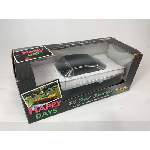 192 - AMERICAN MUSCLE, HAPPY DAYS SERIES 60’S FORD STARLINER, 1:18 SCALE, BOXED CONDITION