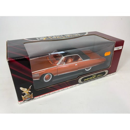 196 - TWO ROAD, BOXED, 1:18 SCALE MODELS, 1963 CHRYSLER TURBINE & CADILLAC 1949 COUPE DE VILLE, BOTH BOXED... 