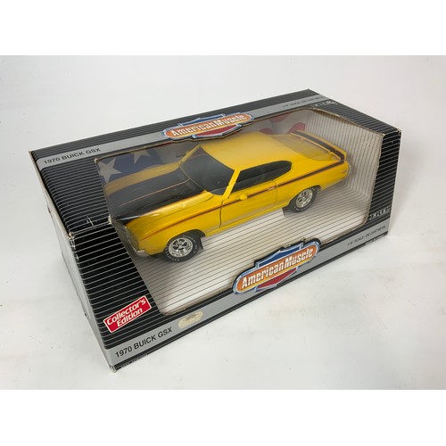 175 - TWO BOXED AMERICAN MUSCLE ERTL CARS, 1:18 SCALE, 1970 BUICK GSX, & 70 EL CAMINO SS454, A COLLECTORS ... 