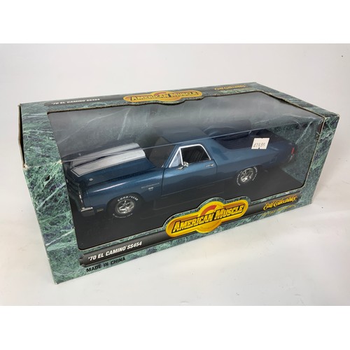 175 - TWO BOXED AMERICAN MUSCLE ERTL CARS, 1:18 SCALE, 1970 BUICK GSX, & 70 EL CAMINO SS454, A COLLECTORS ... 