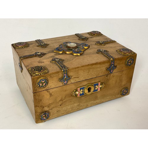 322 - ‘TREASURE’ BOX WITH STRAPWORK AND JEWELLED DECORATION, FORTNUM AND MASON LABEL