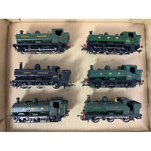 380 - 00 SCALE MODEL RAILWAY 6 U/B GWR PANNIER TANKS, HORNBY, MAINLINE ETC