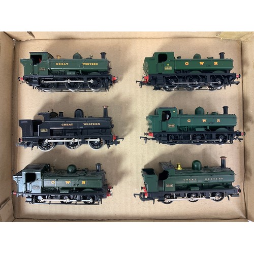 380 - 00 SCALE MODEL RAILWAY 6 U/B GWR PANNIER TANKS, HORNBY, MAINLINE ETC