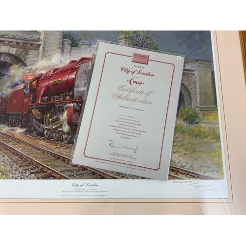 205 - FRAMED RAILWAY PRINT, TERENCE CUNEO NO 2 / 850 OF 46245 CITY OF LONDON,