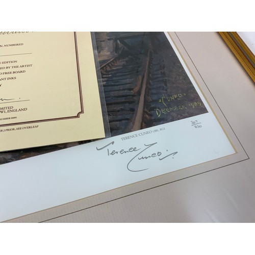 202 - RAILWAY PRINT, A TERENCE CUNEO LIMITED EDITION PRINT KING GEORGE V, WITH A DOWN ROYAL DUCHY LEAVING ... 