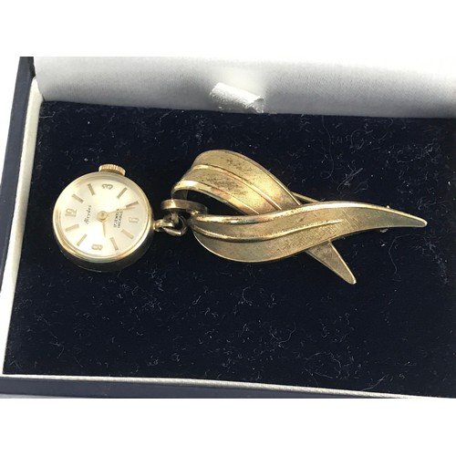 552 - ROLLED GOLD ALCYDES BROOCH WATCH WITH SILVER BROOCHES & RING ETC