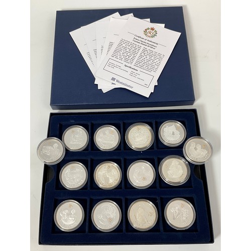 449 - COLLECTION OF WESTMINSTER COMMEMORATIVE COINS, SILVER WITH 24CT GOLD PLATE (14) IN PRESENTATION BOX