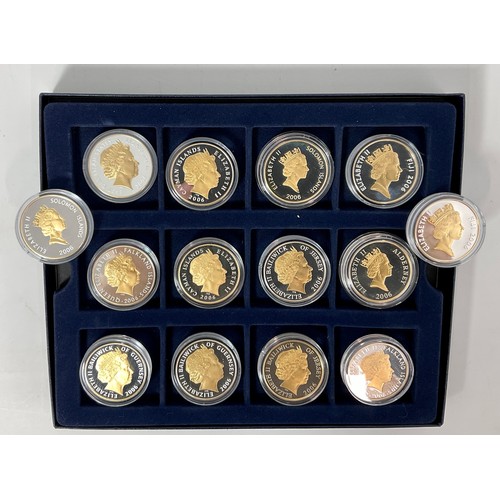 449 - COLLECTION OF WESTMINSTER COMMEMORATIVE COINS, SILVER WITH 24CT GOLD PLATE (14) IN PRESENTATION BOX