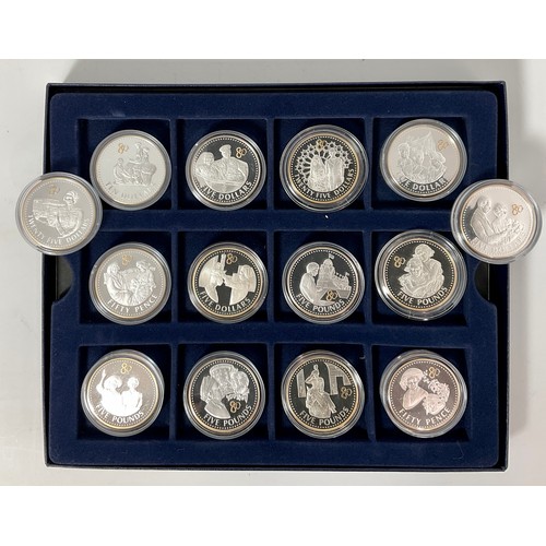 449 - COLLECTION OF WESTMINSTER COMMEMORATIVE COINS, SILVER WITH 24CT GOLD PLATE (14) IN PRESENTATION BOX