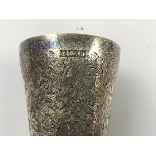 392 - 6 HALLMARKED SILVER GOBLETS WITH ETCHED DECORATION 762g