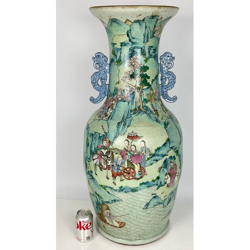 98 - MASSIVE BLUE GROUND ORIENTAL BALUSTER VASE, APPROX. 84 cm HIGH