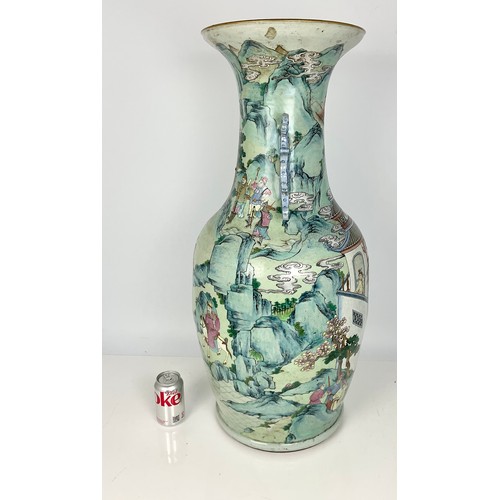 98 - MASSIVE BLUE GROUND ORIENTAL BALUSTER VASE, APPROX. 84 cm HIGH