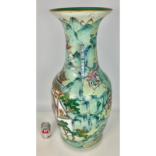 98 - MASSIVE BLUE GROUND ORIENTAL BALUSTER VASE, APPROX. 84 cm HIGH