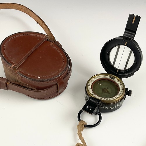 197 - NEGRETTI AND ZAMBRA MARCHING COMPASS WITH LEATHER CASE