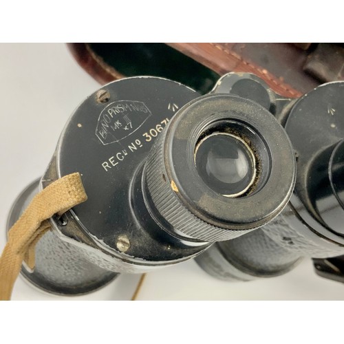 200 - PR. BINOPRISM NO.5 MK III BINOCULARS WITH GRATICLE AND LEATHER CASE