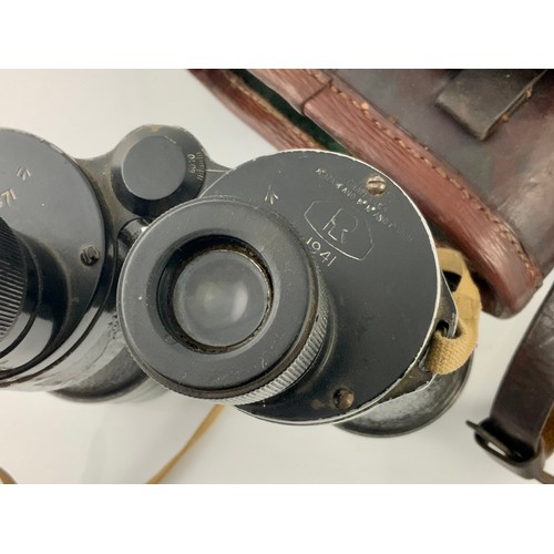 200 - PR. BINOPRISM NO.5 MK III BINOCULARS WITH GRATICLE AND LEATHER CASE