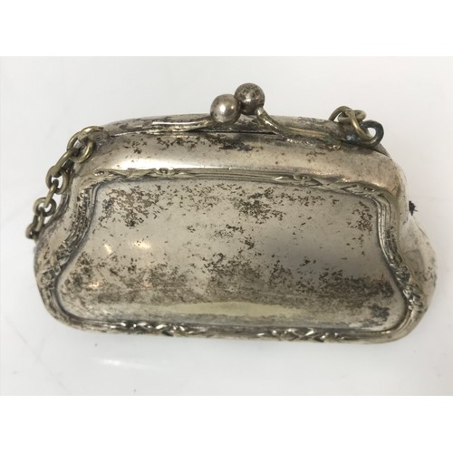 354 - SILVER ASH TRAY AND A PLATED PURSE