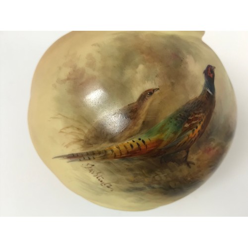 40 - ROYAL WORCESTER HAND PAINTED GLOBE VASE SHAPE 161 PAINTED WITH PHEASANTS BY J A S STINTON