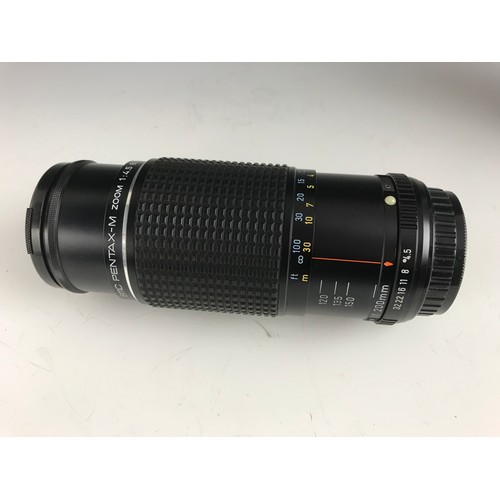 245 - PENTAX  ZOOM LENS.  F=80-200mm.  1:4.5.  c/w HOYA 52mm SKYLIGHT (1B) FILTER.  C/W CASE BUT CASE TATT... 