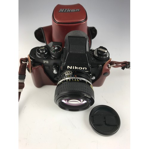 260 - NIKON F3 HP CAMERA WITH NIKON 50mm f=1:1/1.2 LENS WITH BROWN NIKON LEATHER CASE AND SHOuLDER STAP, U... 