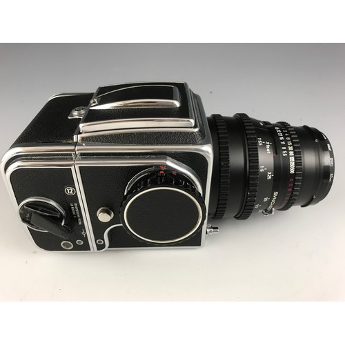 258 - HASSELBLAD CAMERA 500C/M.  WAIST LEVEL FINDER.  A12 BACK.  FITTED WITH f=120mm 1:5.6 ZIESS T* LENS. ... 