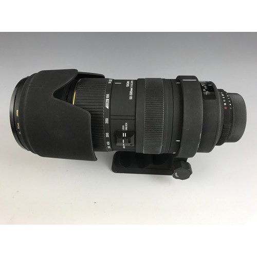 249 - SIGMA EX 200M MATT BLACK ZOOM LENS.  F=50-500mm.  4-6.3  AF.  NIKON FIT.  MODEL APO DG.  96MM UV FIL... 