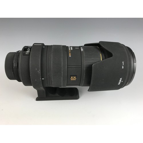 249 - SIGMA EX 200M MATT BLACK ZOOM LENS.  F=50-500mm.  4-6.3  AF.  NIKON FIT.  MODEL APO DG.  96MM UV FIL... 