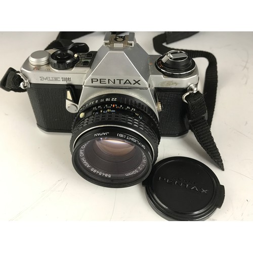 261 - PENTAX ME SUPER CAMERA WITH PENTAX f=50 mm 1:2 LENS TOGETHER WITH A NIKON 80-200 mm 1:4.5 LENS