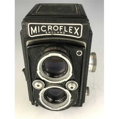 262 - MICROFLEX TWIN LENS CAMERA, f=77.5 mm 1:3.5, BRITISH MADE TAYLOR HOBBS MICRONAR TAKING LENS, MAKERS ... 