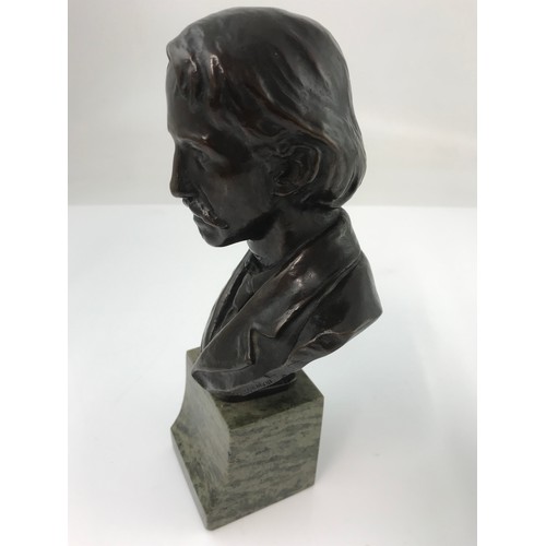 305 - AFTER THOMAS CLAPPERTON BRONZE BUST DEPICTING ROBERT LOUIS STEVENSON