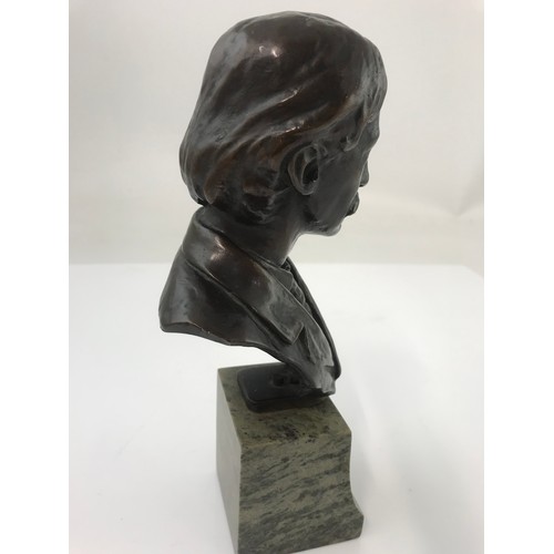 305 - AFTER THOMAS CLAPPERTON BRONZE BUST DEPICTING ROBERT LOUIS STEVENSON